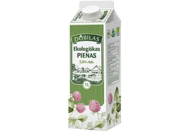 Ekologiškas pienas DOBILAS, 2,5 % rieb., 1 l