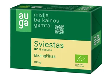 Ekologiškas sviestas AUGA, 82 % rieb., 180 g