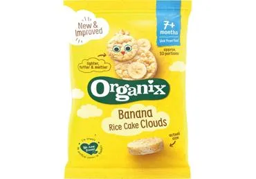 Ekologiški bananų skonio ryžių paplotėliai ORGANIX EKO 7 mėn., 40 g