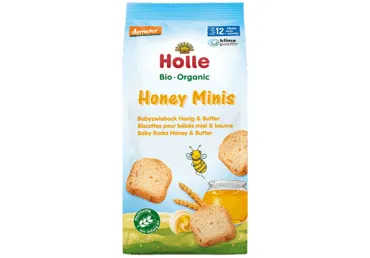 Ekologiški džiūvėsėliai HOLLE su sviestu ir medumi, 12+ mėn., 100 g