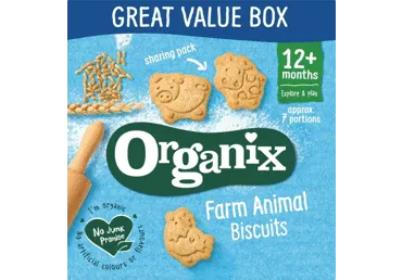 Ekologiški sausainiai ORGANIX ŪKIO GYVŪNAI, nuo 12 mėn., 100 g