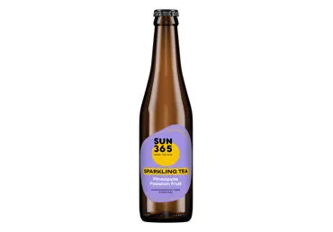 Gazuotas gaivusis gėrimas SPARKLING TEA PINEAPPLE & PASSION FRUIT SUN365, 330 ml