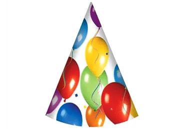Gimtadienio kepuraitės BALLOONS FIESTA, 6 vnt., 6 vnt.