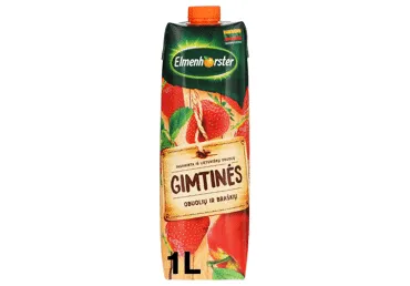 GIMTINĖS obuolių ir braškių sulčių gėr. ELMENHORSTER (30%), 1 l