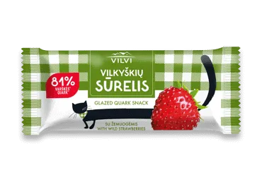 Glaist. VILKYŠKIŲ varškės sūrelis su žemuogėmis, 23 % rieb., 40 g