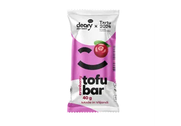 Glaistytas augalinis batonėlis DEARY, spanguolių skonio, 40 g
