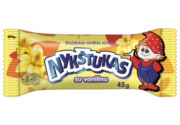 Glaistytas varškės sūrelis NYKŠTUKAS su vanilinu, 24,6% rieb., 45 g