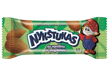Glaistytas varškės sūrelis NYKŠTUKAS su vanilinu ir kepintais migdolais, 26,4 % rieb., 45 g