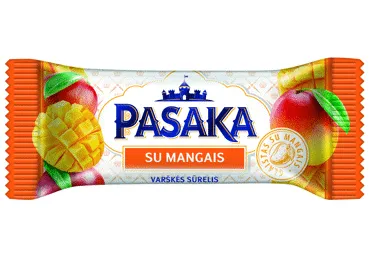 Glaistytas varškės sūrelis su mangais PASAKA, 20 % rieb., 40 g