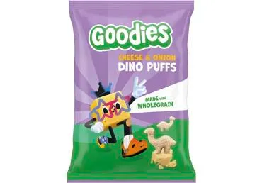 GOODIES pilno grūdo užkandis DINO su sūriu ir svogūnais, 30g