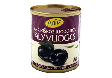 Graikiškos juodosios alyvuogės ANIRA be kauliukų, 820 g