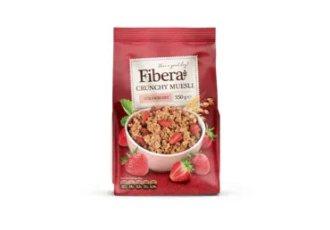 Granola FIBERA su braškių gabaliukais, 350 g