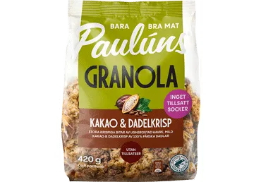 Granola su kakava ir datulių traškučiais PAULUNS, 420 g