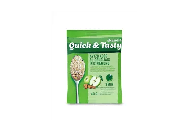Greitai par. avižinė košė QUICK &TASTY su obuol. ir cinamonu, 40 g