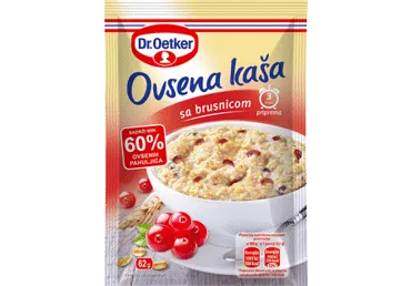 Greitai paruošiama avižinė košė DR. OETKER su spanguolėmis, 62 g