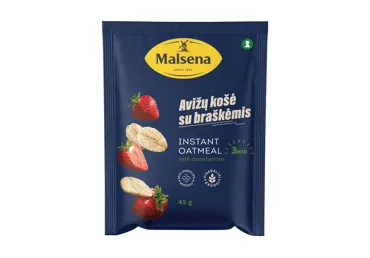 Greitai paruošiama avižinė košė MALSENA (su braškėmis), 45 g