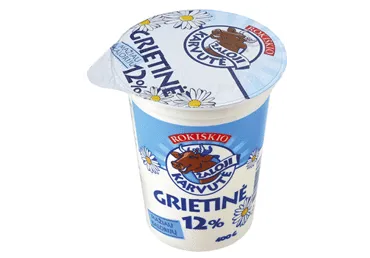 Grietinė ŽALOJI KARVUTĖ, 12 % rieb., 400 g (Indelyje)
