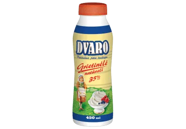 DVARO sterilizuota plakamoji grietinėlė, 35 % rieb., 450 ml