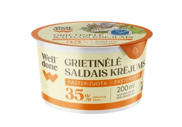 Grietinėlė WELL DONE, 35 % rieb., 200 ml