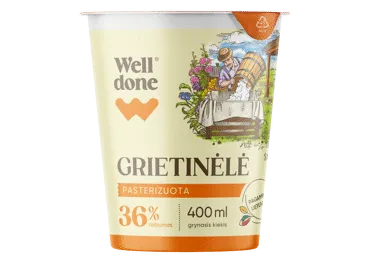 Grietinėlė WELL DONE, 36 % rieb., 400 g