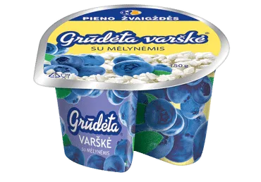 GRŪDĖTA varškė  su mėlynėmis, 7% rieb., 150 g