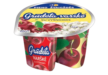 Grūdėta varškė su vyšniomis PIENO ŽVAIGŽDĖS, 7 % rieb., 150 g