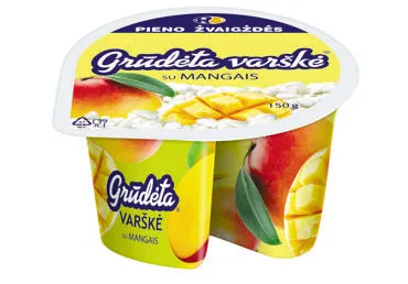 Grūdėta varškė su mangais PIENO ŽVAIGŽDĖS, 7 % rieb., 150 g