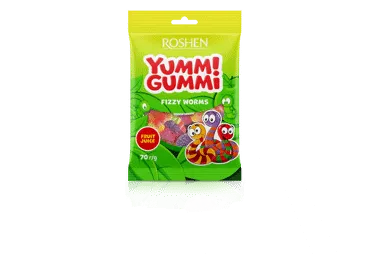 Želejas konfektes ROSHEN Yummi Gummi Fizzy Worms 70g