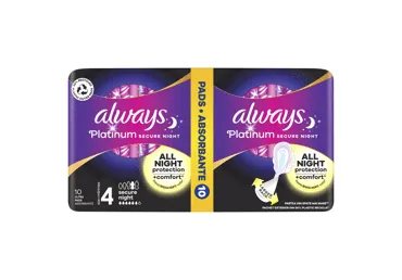 Higieniniai paketai ALWAYS Platinum Secure Night, S4, 10 vnt.