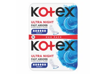 Higieniniai paketai KOTEX ULTRA OVERNIGHT (naktiniai), 12 vnt.