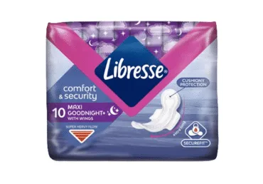 Higieniniai paketai LIBRESSE Maxi Goodnight, 10 vnt.