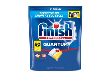 Indaplovių indų ploviklio kapsulės  Finish Quantum Lemon, citrinų kvapo 60 vnt.