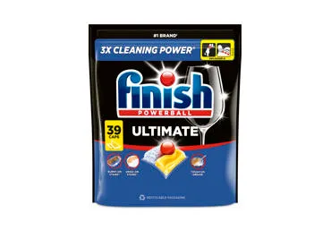 Indaplovių indų ploviklio kapsulės Finish Ultimate Lemon, citrinų kvapo, 39 vnt.
