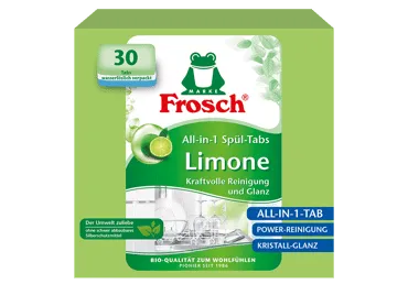 Indaplovių tabletės FROSCH, citrinų kvapo, 30 vnt.