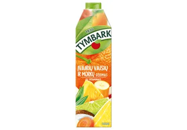 Įvairių vaisių ir morkų sulčių gėrimas TYMBARK, (20 %), 1 l