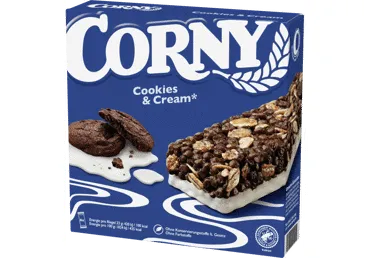 Javainiai CORNY, sausainių ir grietinėlės skonio, 138 g