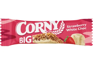 Javainių batonėlis su baltuoju šokoladu ir braškėmis CORNY, 40 g