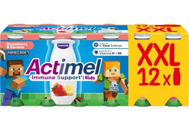 Jog. gėrimas ACTIMEL braškių,ban, 12 vnt., 1,4% rieb., 1.2 kg