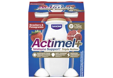 Jogurt. gėrimas ACTIMEL+, braškių ir granat. sk., 4 x 100 g, 400 g
