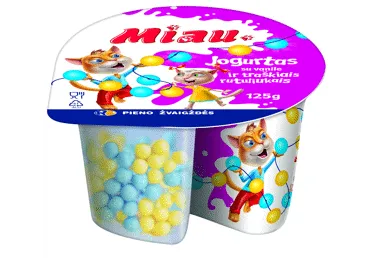 Jogurtas MIAU su vanile ir traškiais rutuliukais, 5,0 % riebumo, 125 g (115 + 10)