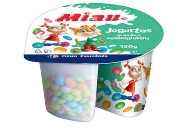 Jogurtas MIAU su vanile ir saldainiukais, 5,5 % riebumo, 130 g (115 + 15)