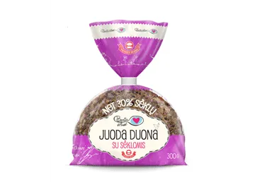 Juoda raikyta duona BEATOS VIRTUVĖ su sėklomis, 300 g