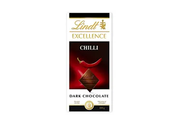 Juodasis šokoladas LINDT EXCELLENCE su aitr. paprikomis, 100 g