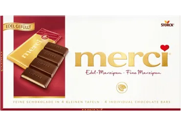 Juodasis šokoladas MERCI su marcipanų įdaru, 112 g