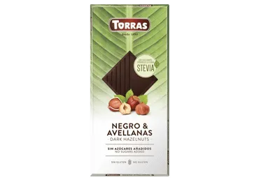 Juodasis šokoladas TORRAS su riešutais ir saldikliais, 130 g