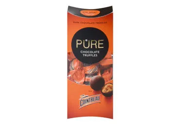 Juodojo šokolado PURE CHOCOLATE triufeliai su likerio COINTREAU įdaru, 108 g
