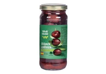 Melnās olīvas bez kauliņiem Kalamata WELL DONE 220g