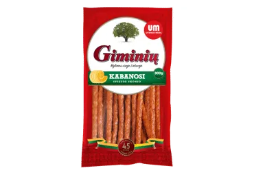 K. r. GIMINIŲ KABANOSI lazdelės, sviesto skonio, I r., 300 g