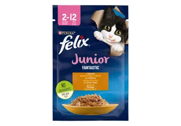 Kačių ėdalas FELIX FANTASTIC su višt.,skirtas jaun. kač.,85g, 85 g