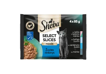 Kačių ėdalas SHEBA su žuvimi padaže, 340 g